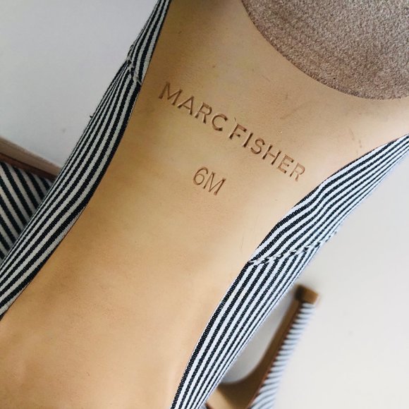 MARC FISHER Classic Black/White Stripe Heels EUC - Picture 9 of 9